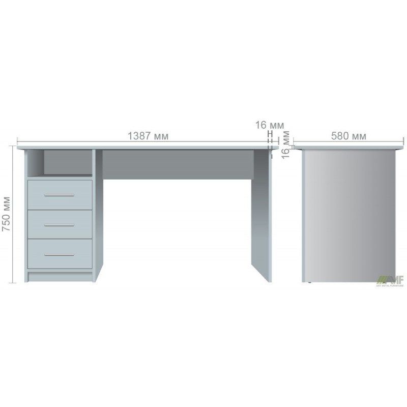 Стіл однотумбовий ОМ-123L (1387х580х750Н) Дуб Сонома AMF