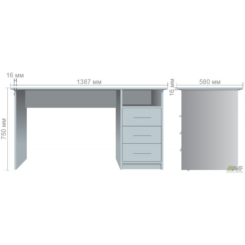 Стіл однотумбовий ОМ-123R (1387х580х750Н) Дуб Сонома AMF
