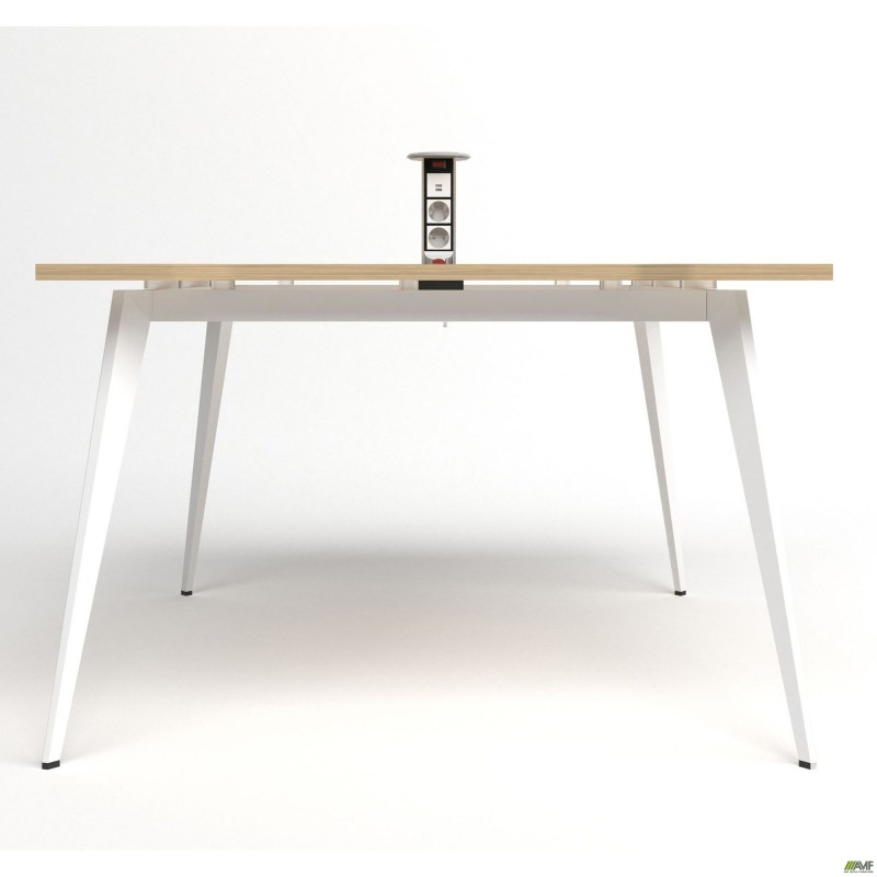 Стіл переговорів + Розетка Delta DL-110 (1190х1190х750мм) Блеквуд Ячмінний / Каркас білий AMF