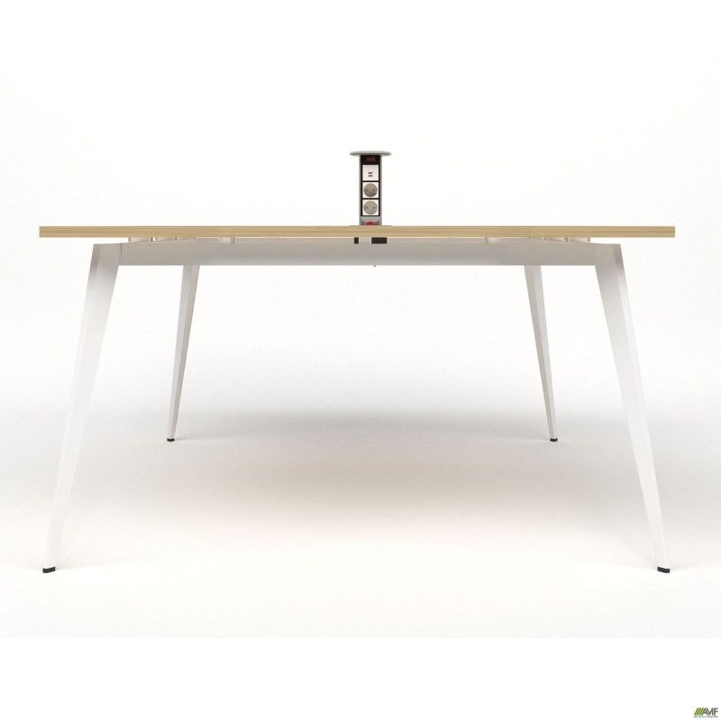 Стіл переговорів + Розетка Delta DL-111 (1390х1390х750мм) Блеквуд Ячмінний / Каркас білий AMF