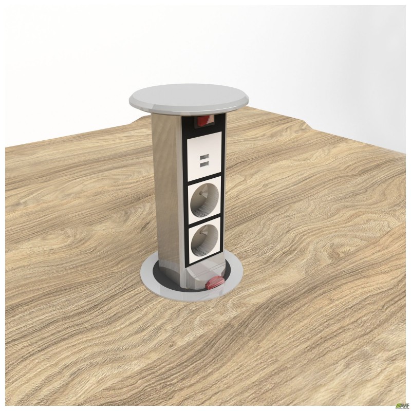 Стіл переговорів + Розетка Delta DL-111 (1390х1390х750мм) Блеквуд Ячмінний / Каркас білий AMF