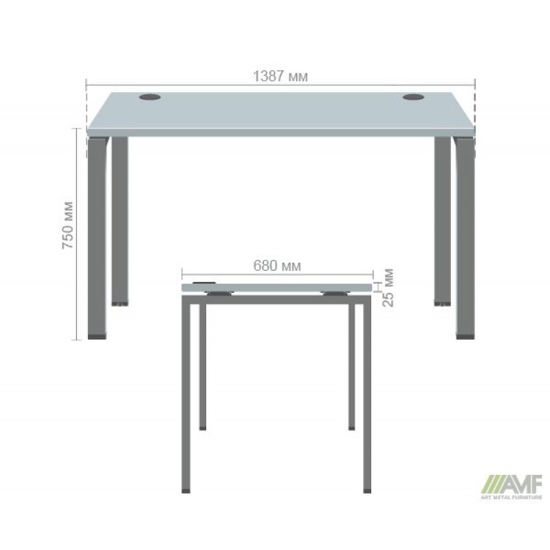 Стіл письмовий SIG-102 ДСП 25мм (1387х680х750мм) Чорний графіт/В'яз Ліберті Димчастий AMF