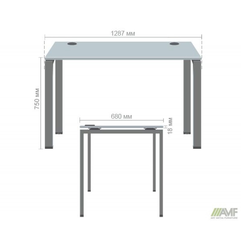 Стіл письмовий SIG-104 ДСП 18мм (1287х680х750мм) Чорний графіт/В'яз Ліберті Димчастий AMF