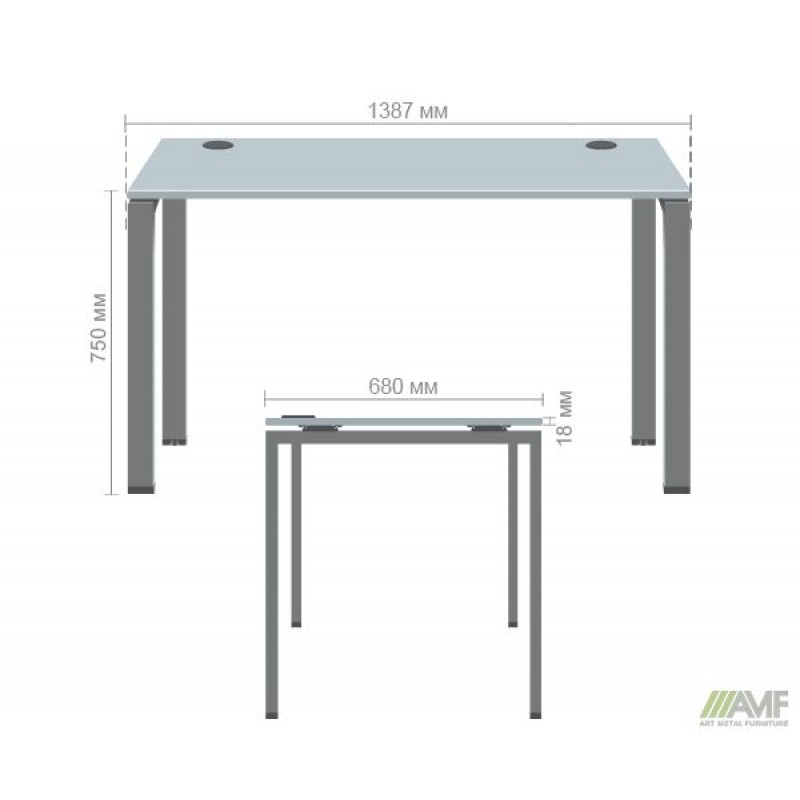 Стіл письмовий SIG-105 ДСП 18мм (1387х680х750мм) Чорний графіт/В'яз Ліберті Димчастий AMF