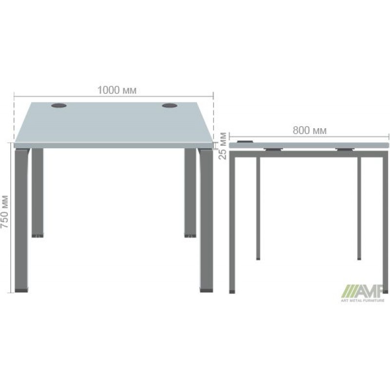 Стіл письмовий SIG-110 (1000х800х750мм) Чорний графіт/В'яз Ліберті Димчастий AMF