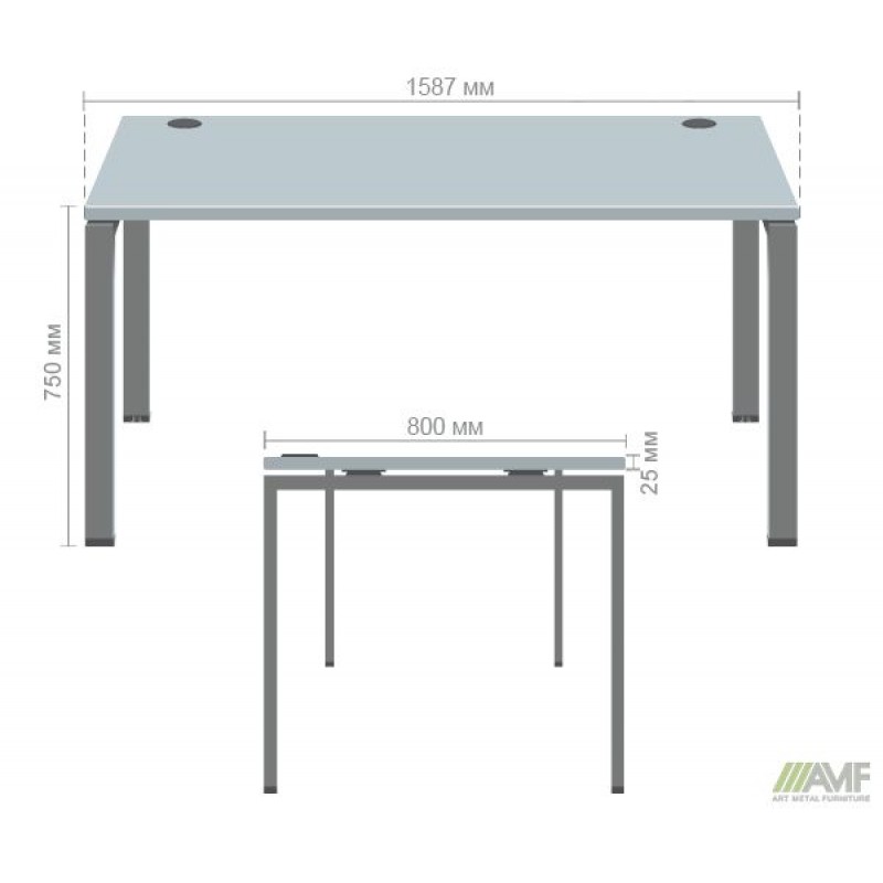 Стіл письмовий SIG-113 (1587х800х750мм) Чорний графі /В'яз Ліберті Димчастий AMF