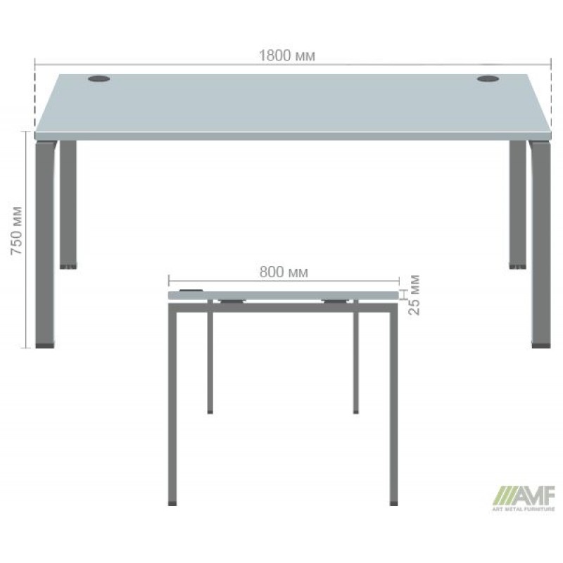 Стіл письмовий SIG-114 (1800х800х750мм) Чорний графіт/В'яз Ліберті Димчастий AMF