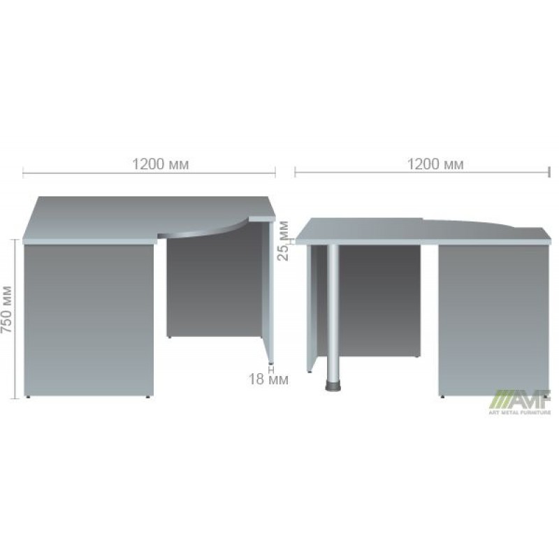 Стіл письмовий МГ-201 (1200х1200х750мм) горіх темний AMF