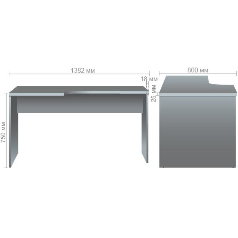 Стіл письмовий МГ-20L (1382х800х750мм) горіх темний AMF