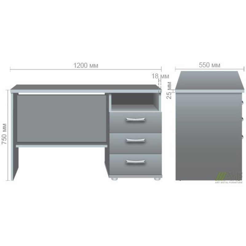 Стіл письмовий МГ-82 (1200х550х750мм) горіх темний AMF