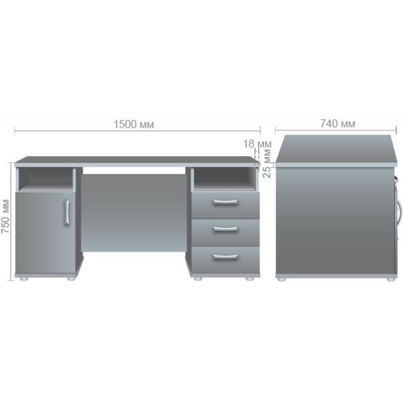 Стіл письмовий МГ-84 (1500х740х750мм) горіх темний AMF