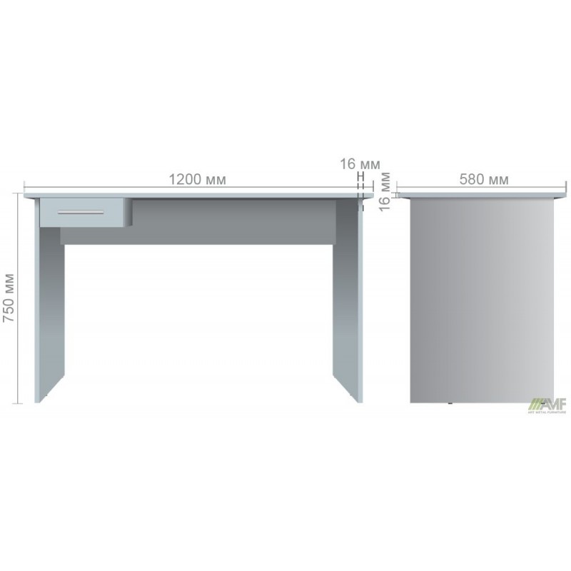 Стіл письмовий з ящиком ОМ-120L (1200х580х750Н) Дуб Сонома AMF