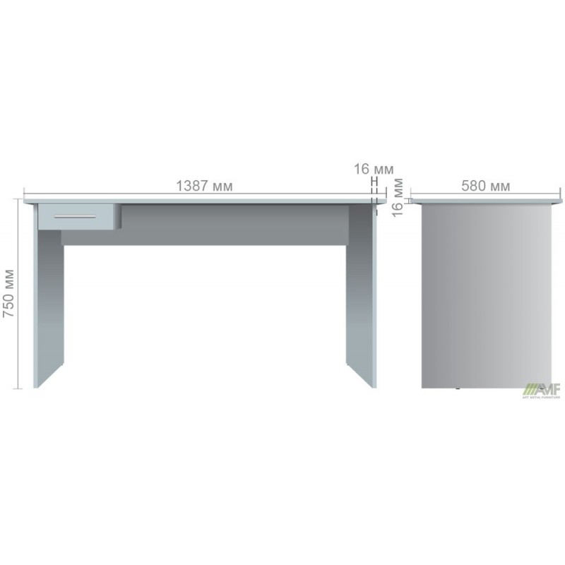 Стіл письмовий з ящиком ОМ-121L (1387х580х750Н) Дуб Сонома AMF