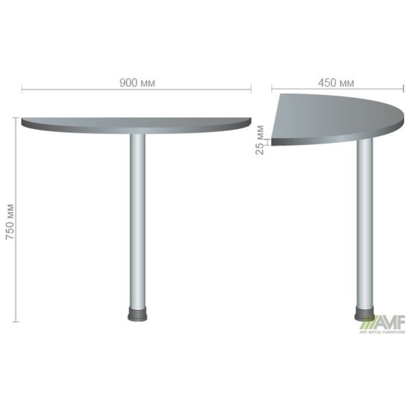 Стіл приставний МГ-303 (900хR450х750мм) горіх темний AMF