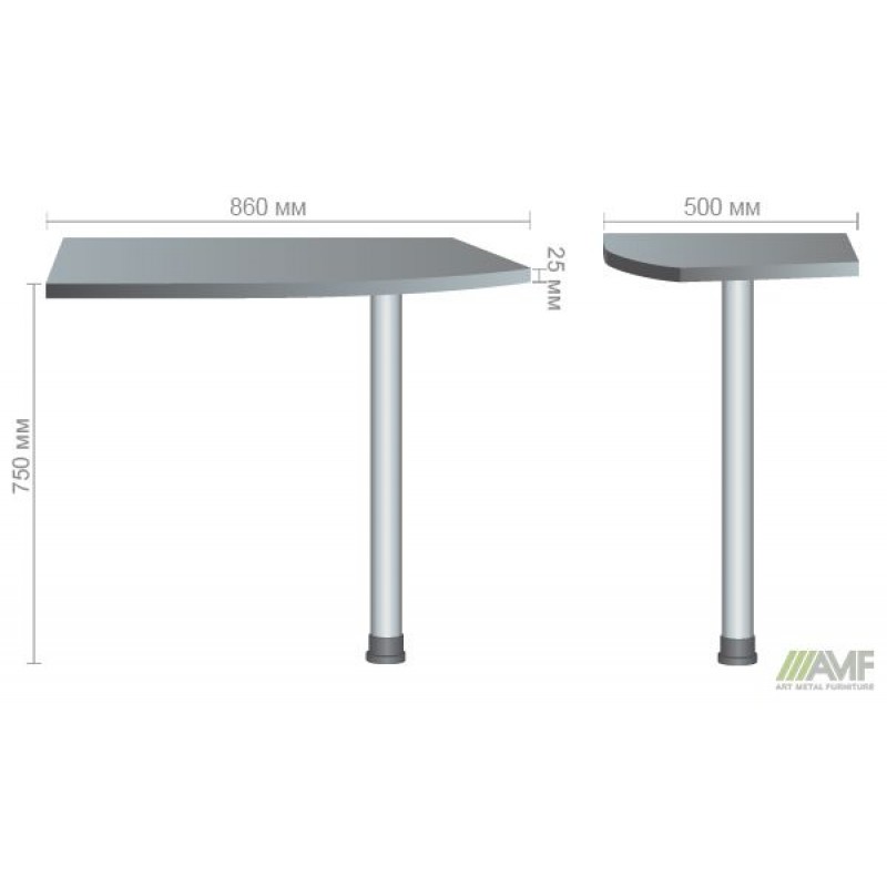Стіл приставний МГ-307 (860х500х750мм) горіх темний AMF