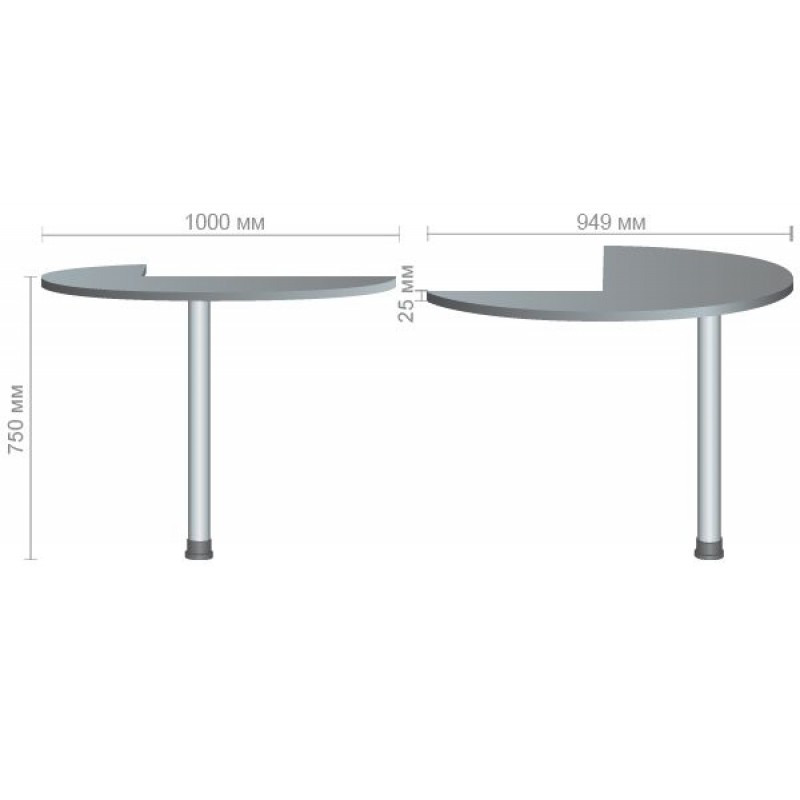 Стіл приставний МГ-309 (1000х949х750мм) горіх темний AMF