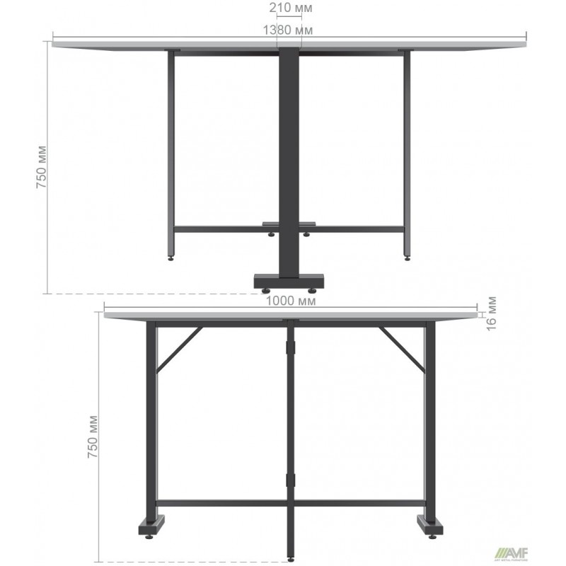 Стіл розкладний Fold 2 FL2 1400 (1380/210х1000х750Н) чорний/Антрацит AMF Стіл розкладний Fold 2 FL2 1400 (1380/210х1000х750Н) чорний/Антрацит AMF