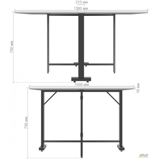 Стіл розкладний Fold 2 FL2 1400 (1380/210х1000х750Н) чорний/Білий AMF Стіл розкладний Fold 2 FL2 1400 (1380/210х1000х750Н) чорний/Білий AMF