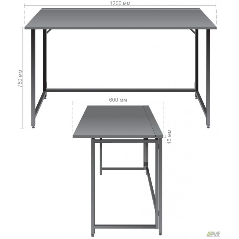 Стіл розкладний Fold FL1200 (1200х600х750Н) чорний/Сірий Шифер AMF Стіл розкладний Fold FL1200 (1200х600х750Н) чорний/Сірий Шифер AMF