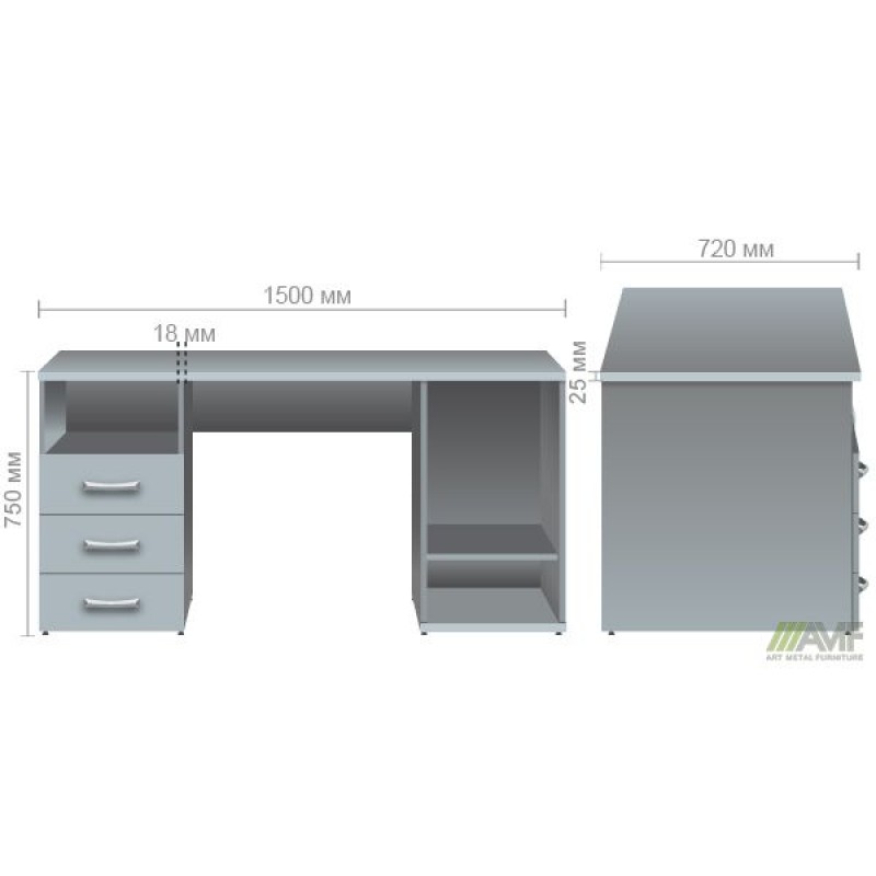 Стіл тумбовий МГ-53 L (1500х720х750) в'яз Ліберті AMF