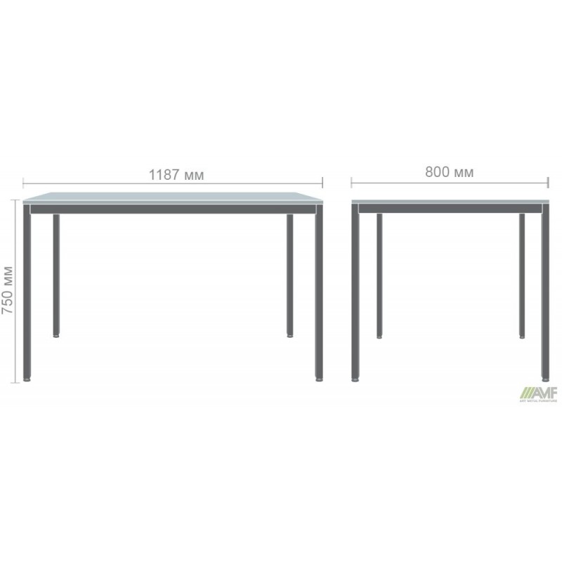 Стіл Турін розбірний (1187х800х750H) чорний графіт/Дуб Сонома AMF