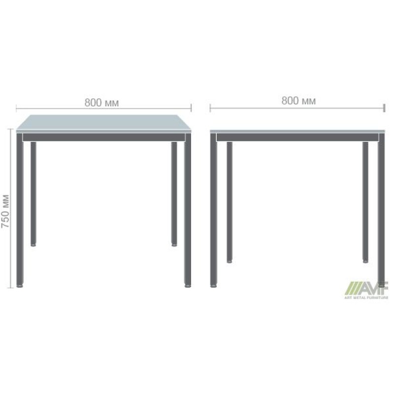 Стіл Турін розбірний (800х800х750H) чорний графіт/Дуб Сонома AMF