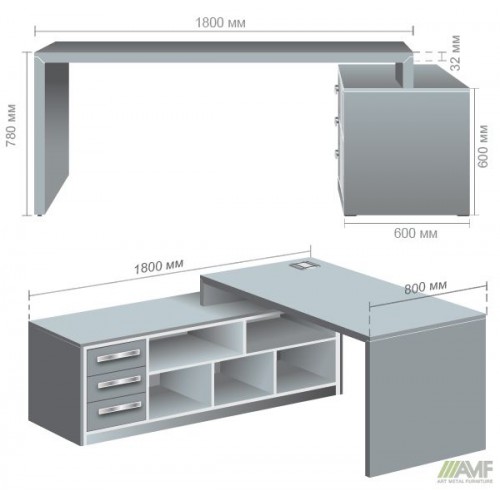 Стіл з тумбою лівою Helios HL-300 AMF
