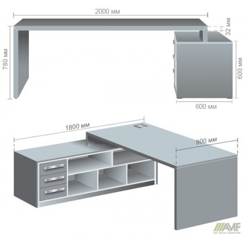 Стіл з тумбою лівою Helios HL-400 AMF