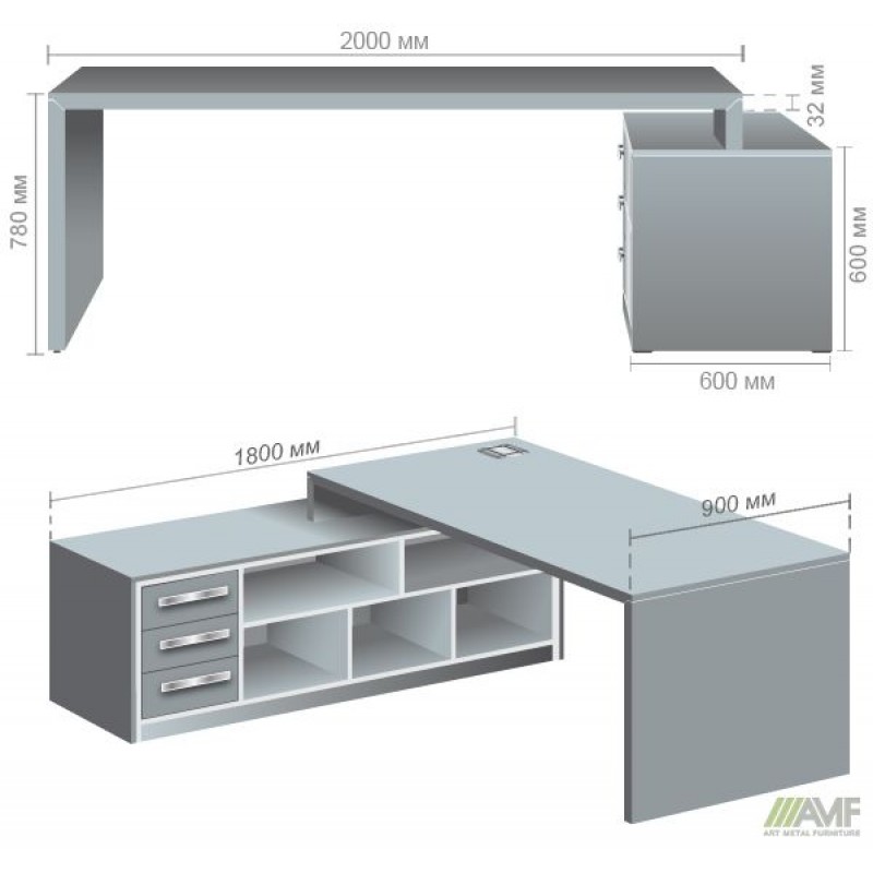 Стіл з тумбою лівою Helios HL-400 AMF