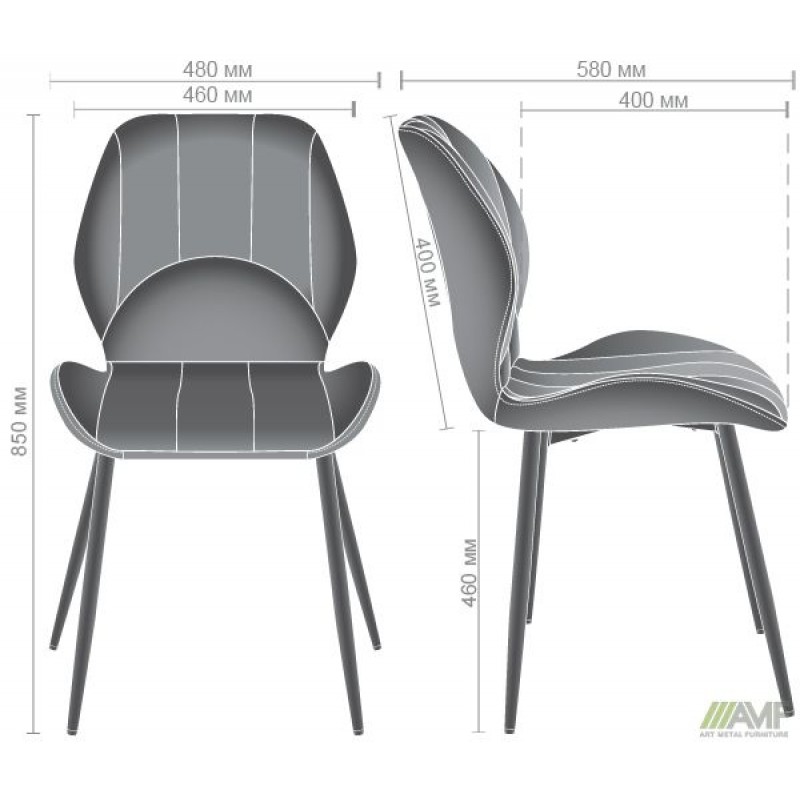 Стілець Astra чорний/вельвет темно-сірий AMF