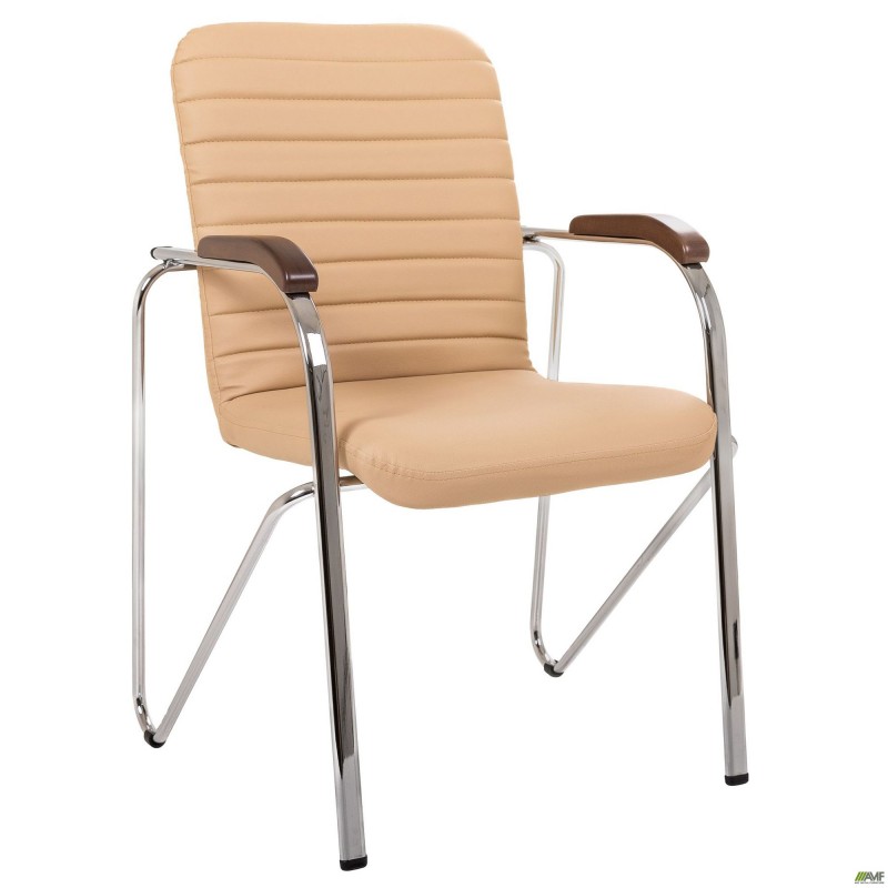 Стілець Rumba хром орех Шкірзам бежевий AMF
