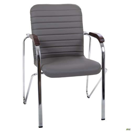 Стілець Rumba хром орех Шкірзам сірий AMF