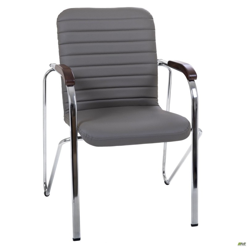 Стілець Rumba хром орех Шкірзам сірий AMF