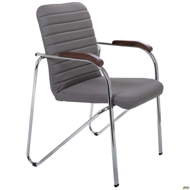 Стілець Rumba хром орех Шкірзам сірий AMF