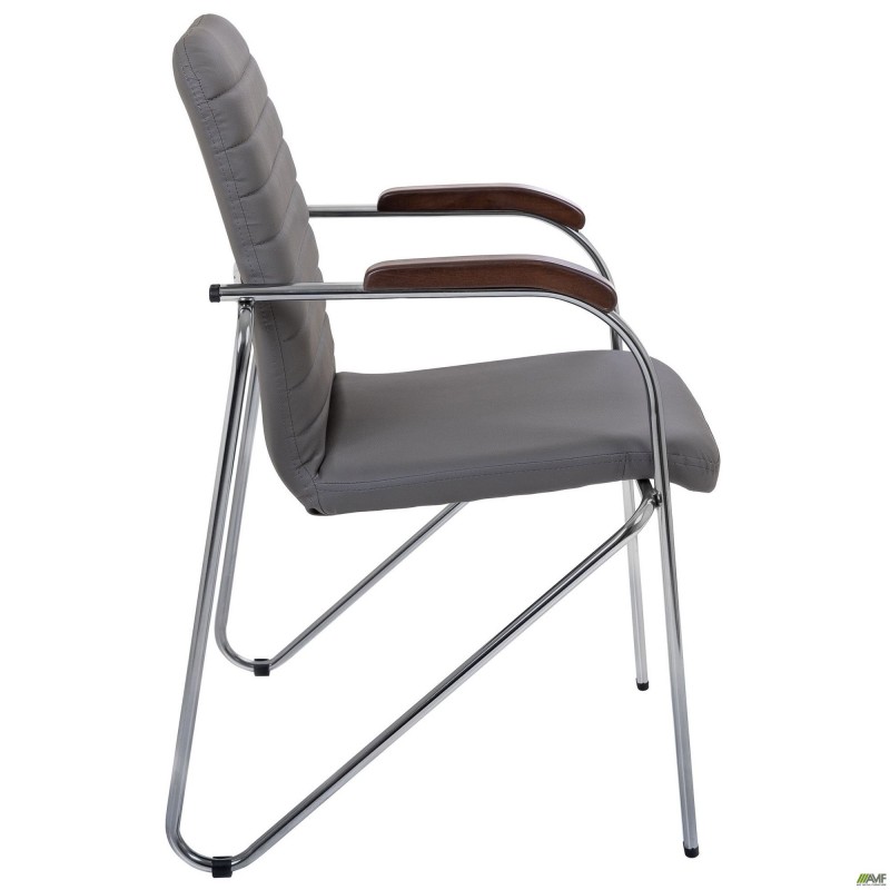 Стілець Rumba хром орех Шкірзам сірий AMF