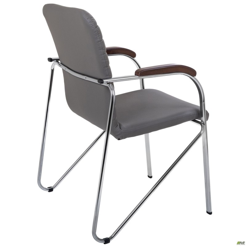 Стілець Rumba хром орех Шкірзам сірий AMF