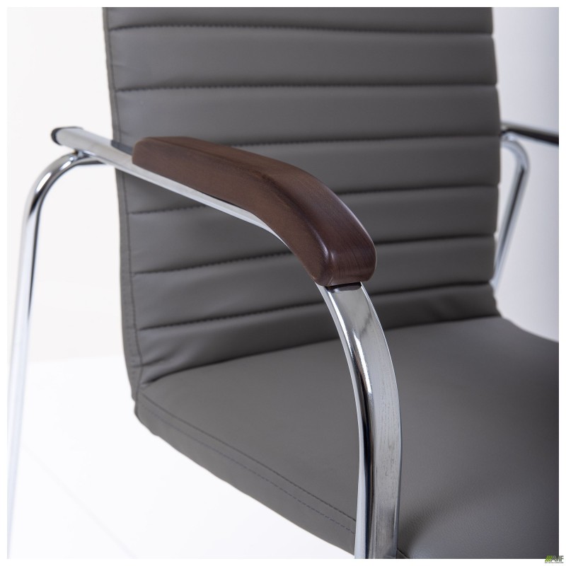 Стілець Rumba хром орех Шкірзам сірий AMF