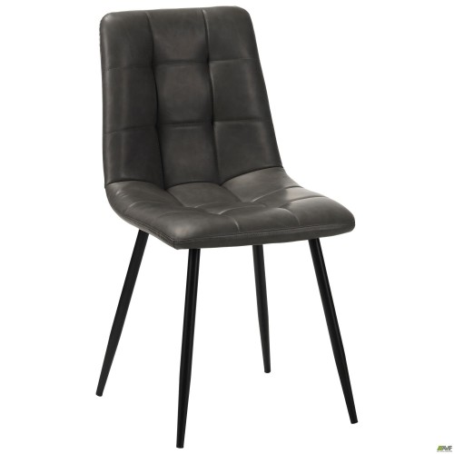 Стілець обідній Kansas-D чорний/шкірозамінник темно-сірий AMF