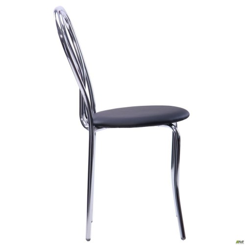 Стілець Тюльпан хром Шкірозамінник чорний AMF