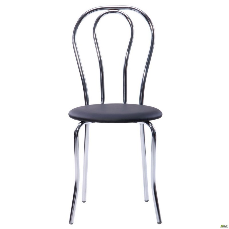 Стілець Тюльпан хром Шкірозамінник чорний AMF