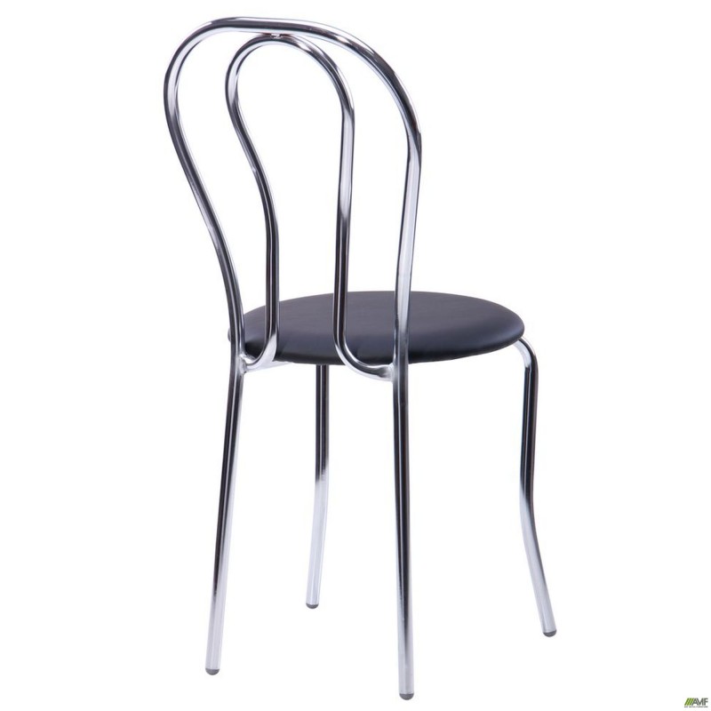 Стілець Тюльпан хром Шкірозамінник чорний AMF
