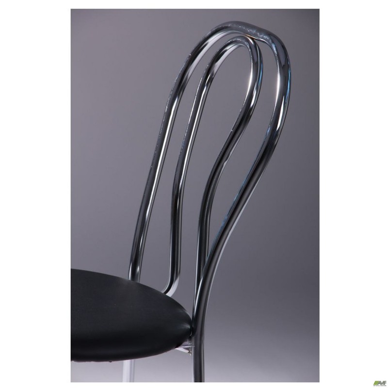 Стілець Тюльпан хром Шкірозамінник чорний AMF