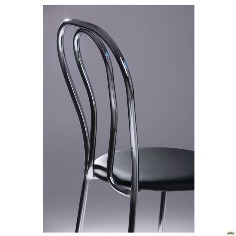 Стілець Тюльпан хром Шкірозамінник чорний AMF