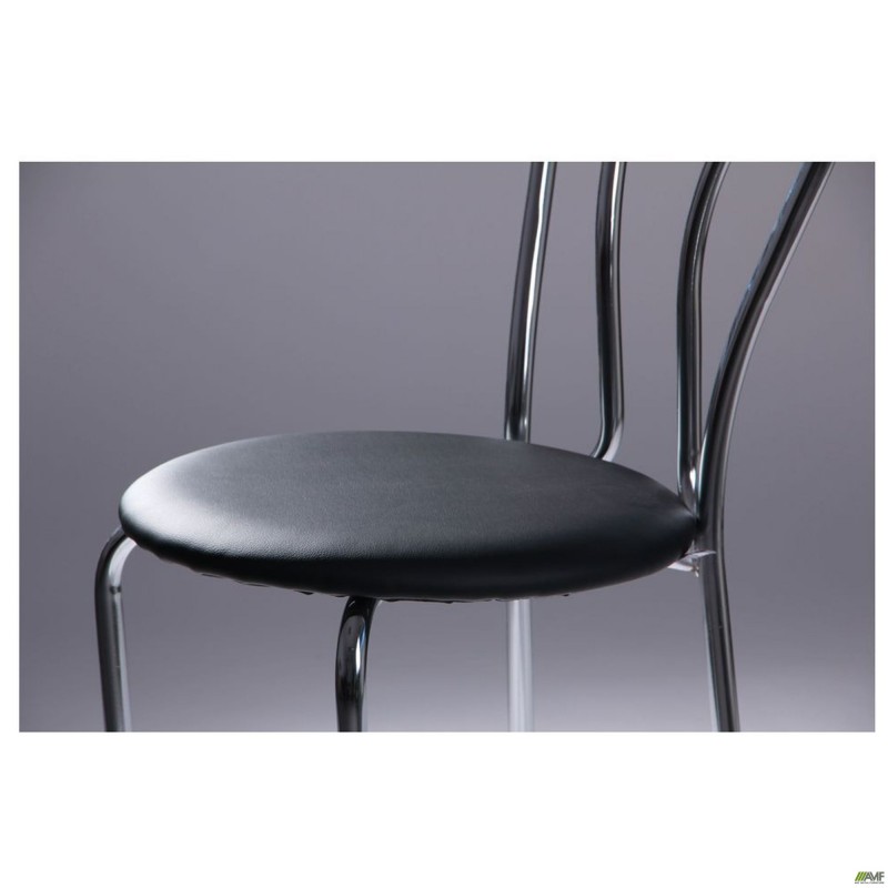 Стілець Тюльпан хром Шкірозамінник чорний AMF