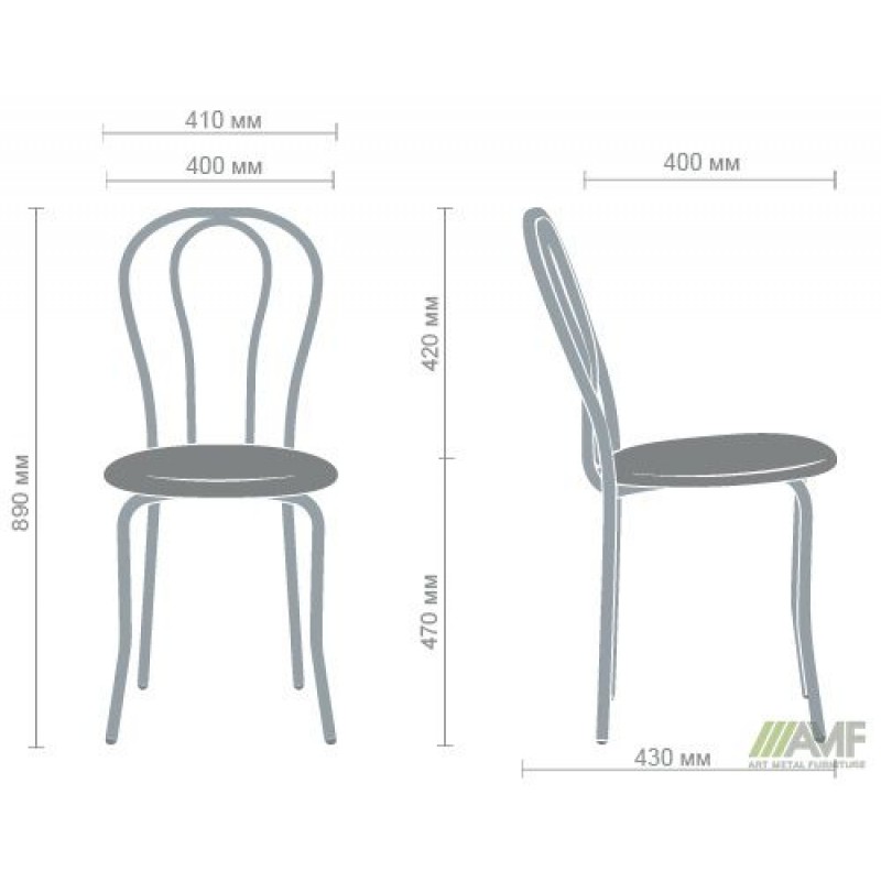 Стілець Тюльпан хром Шкірозамінник чорний AMF