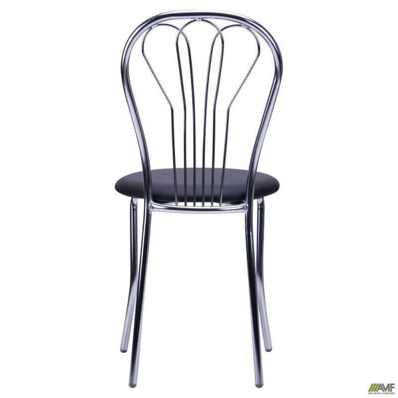 Стілець Ванеса хром Шкірозамінник чорний AMF
