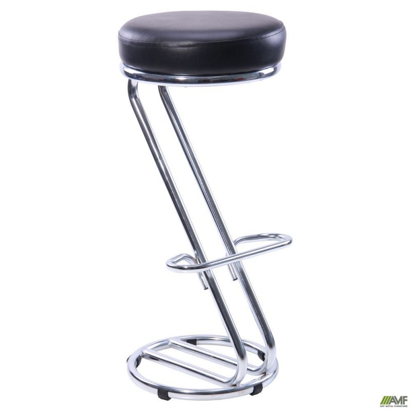 Стілець Зета Хокер хром Шкірозамінник чорний AMF