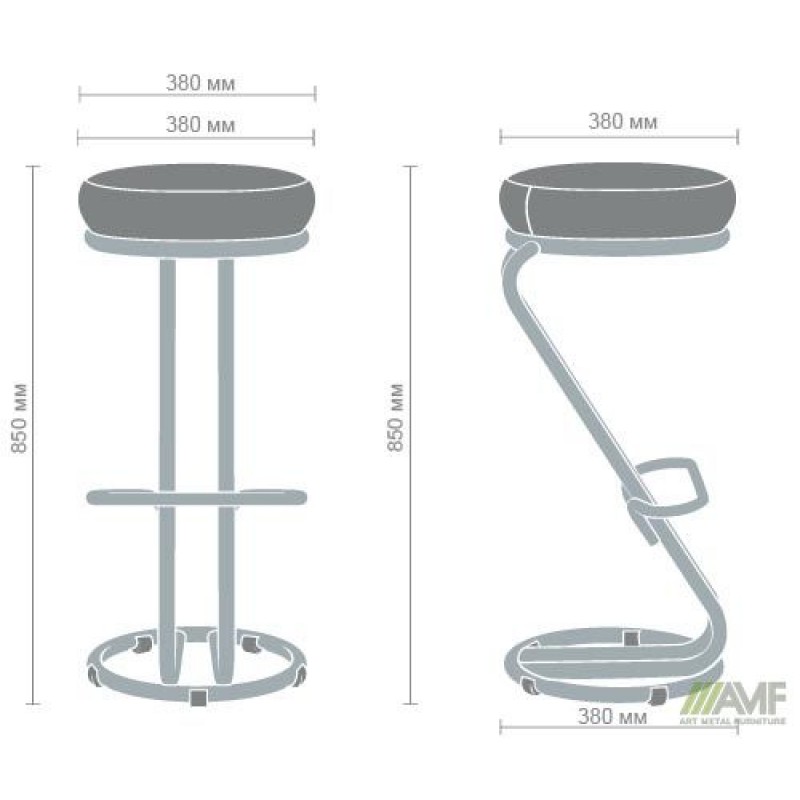 Стілець Зета Хокер хром Шкірозамінник чорний AMF