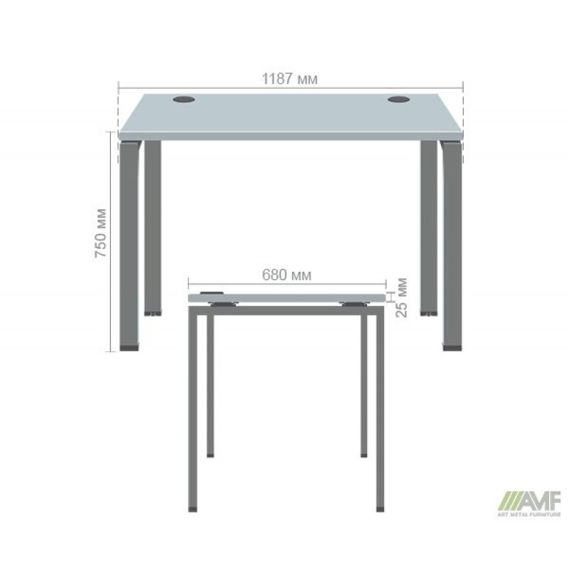 Стіл письмовий SIG-103 ДСП 18мм (1187х680х750мм) Алюм/Клен Танзау AMF