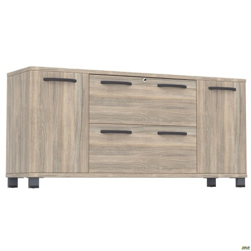 Тумба-помічник SIG-402-1 (1600х420х750мм) Опори, ручки Чорний графіт/В'яз Ліберті Димчастий AMF